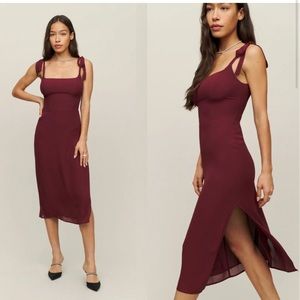 Reformation Besse Slit Dress Burgundy Maroon Plum Size 4